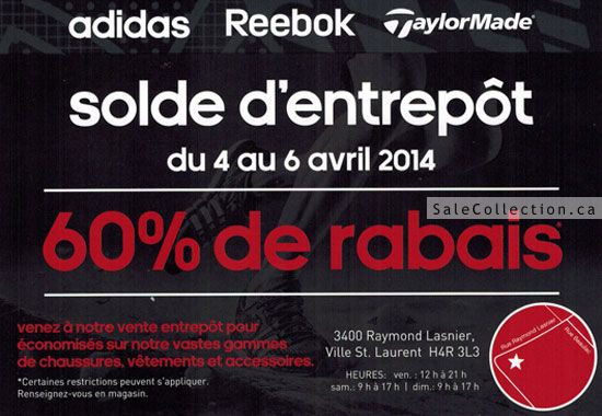 Vente d'entrepot Adidas Reebok 2014